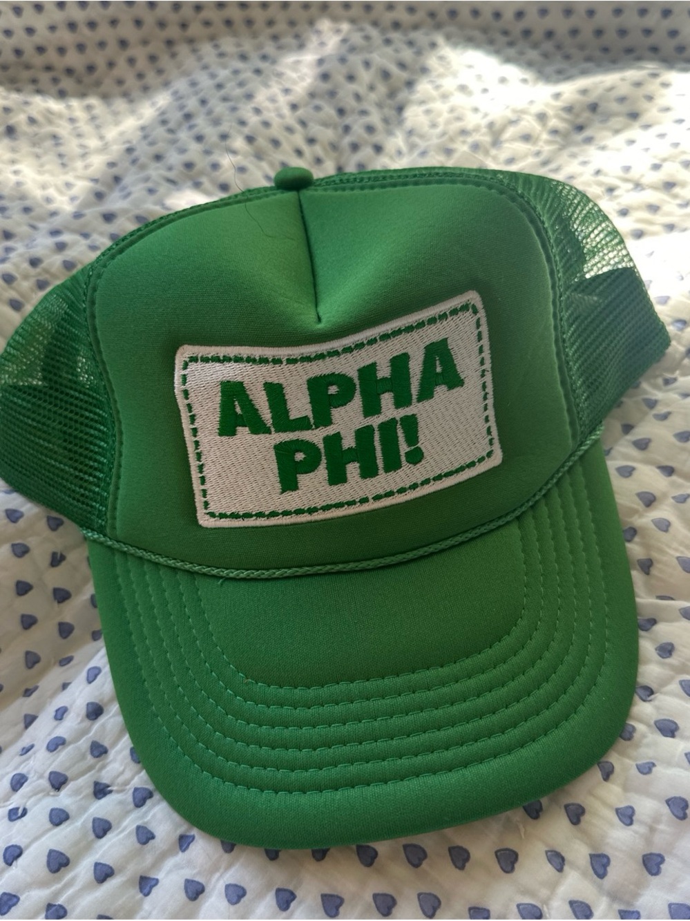 Alpha Phi Green Mesh Trucker Hat